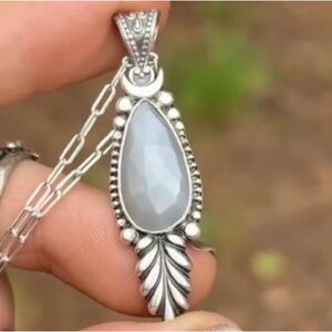 Lavender Star Designs Faceted Grey Moonstone Sterling Silver Necklace